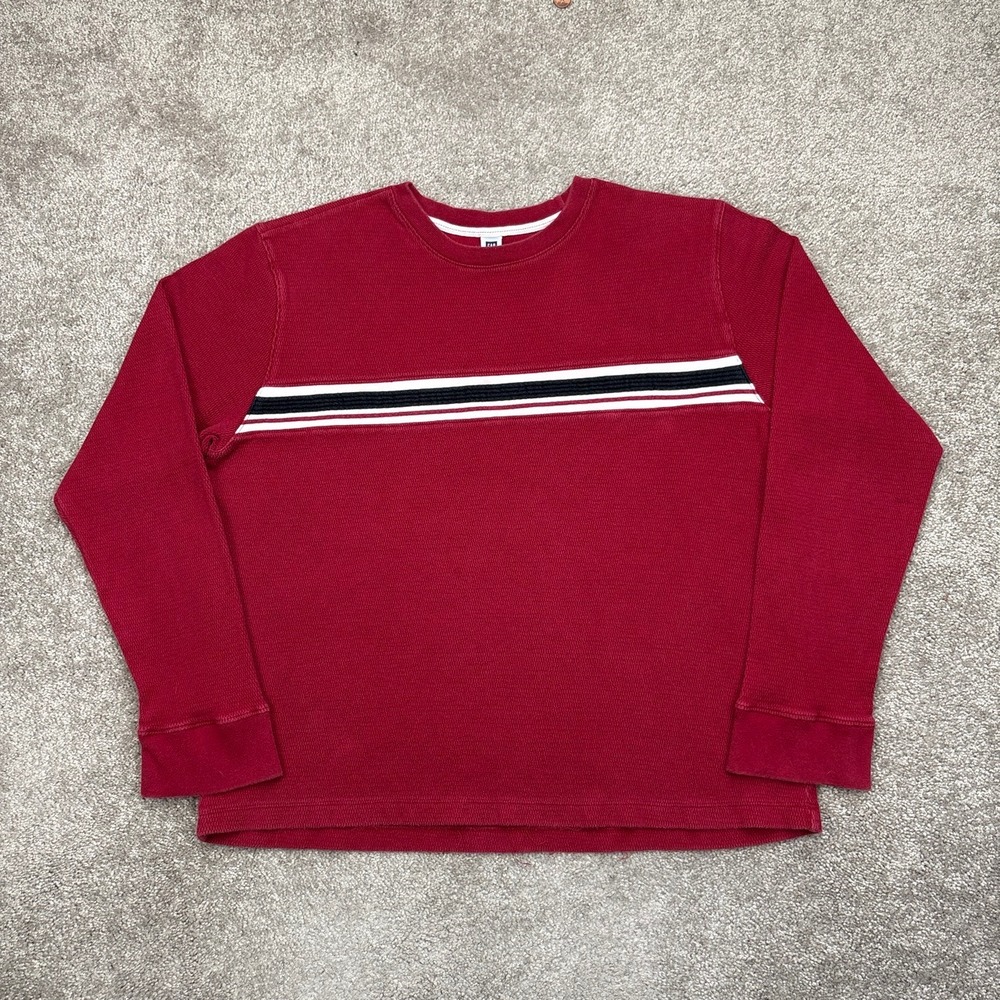 Vintage Y2K Gap Striped Long Sleeve Waffle Knit Thermal XL